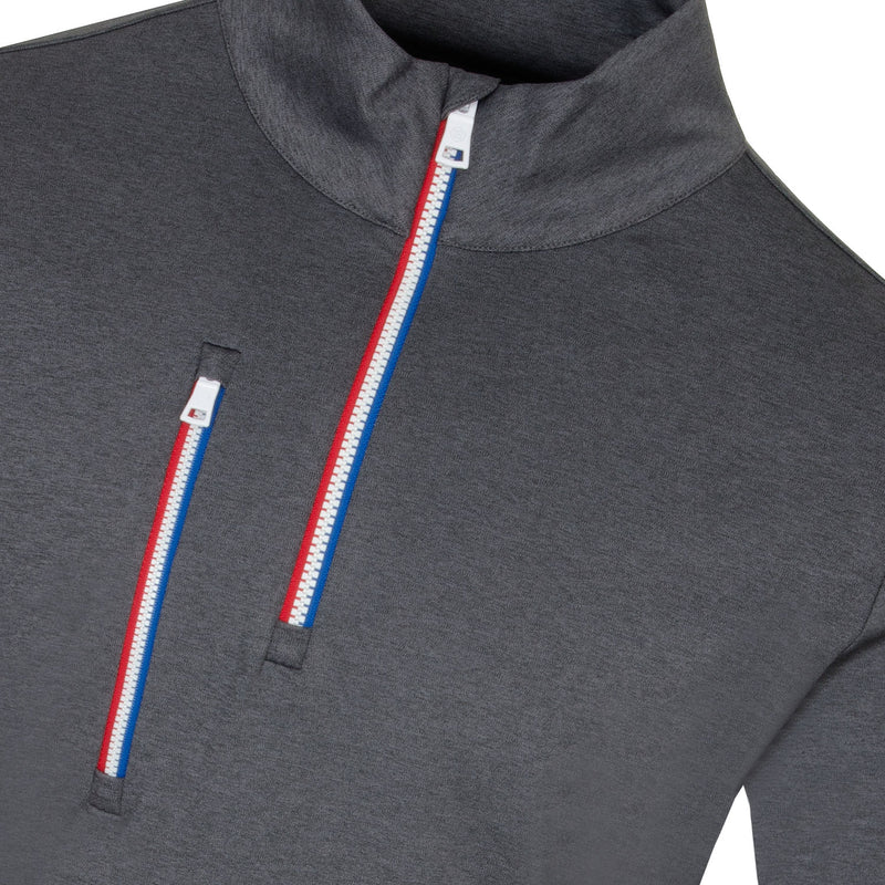 Brand New! G/Fore Men’s Daytona Mélange Tech Interlock Pullover: Charcoal Heather Grey