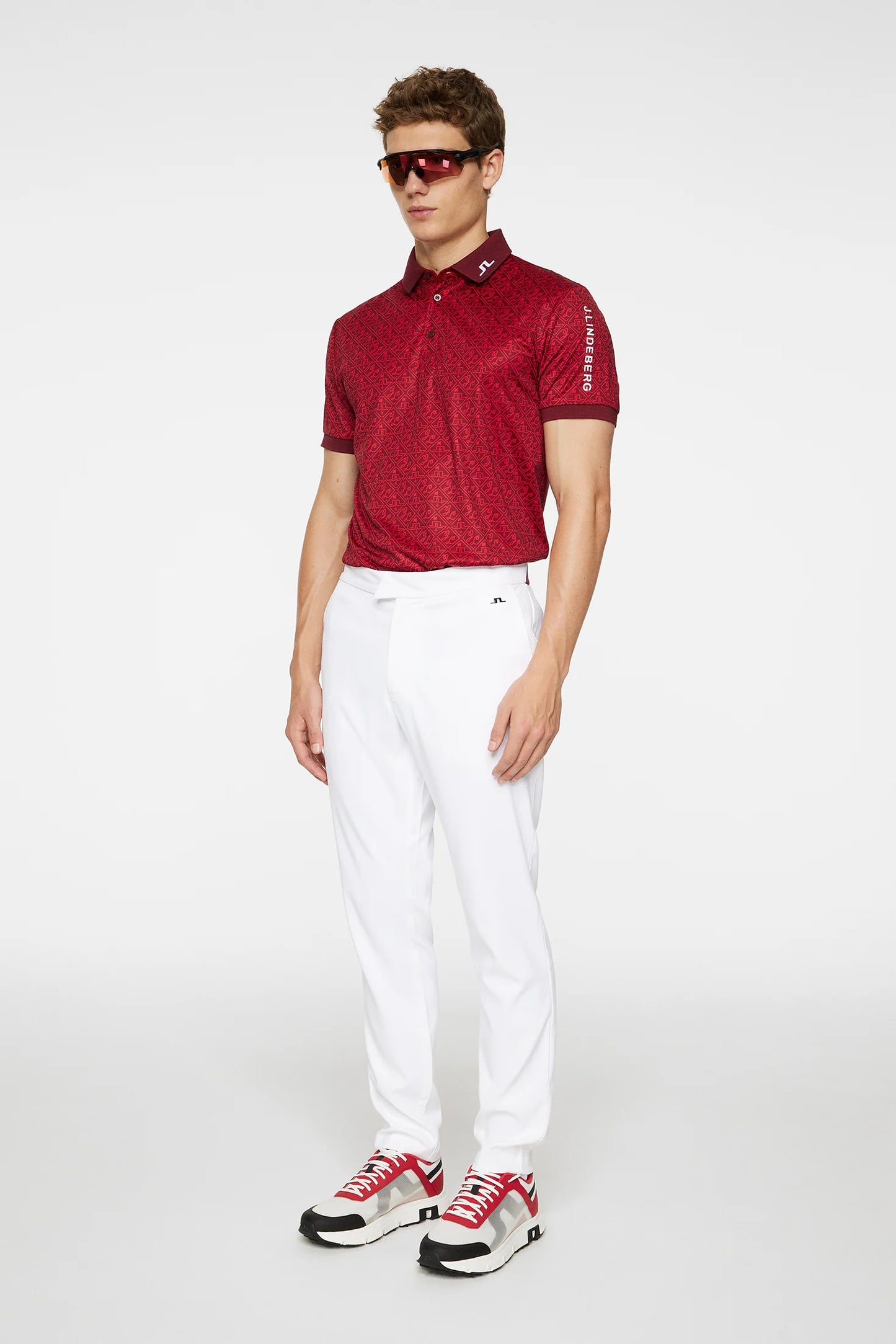 Brand New! J.Lindegerg Tour Tech Reg Fit Print Polo: House of JL Red