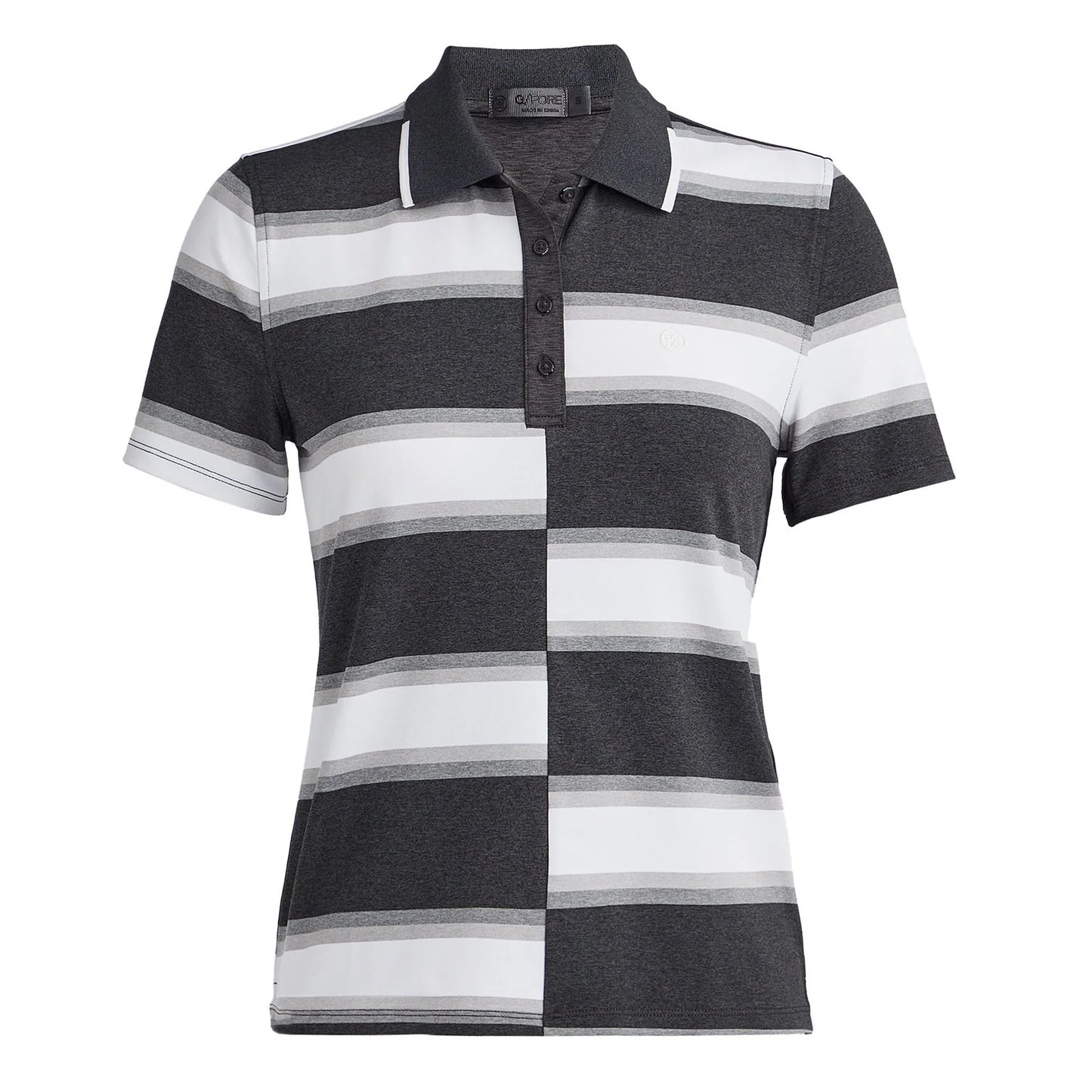 G/Fore Women's Offset Gradient Stripe Tech Golf Polo: Charcoal Grey Heather