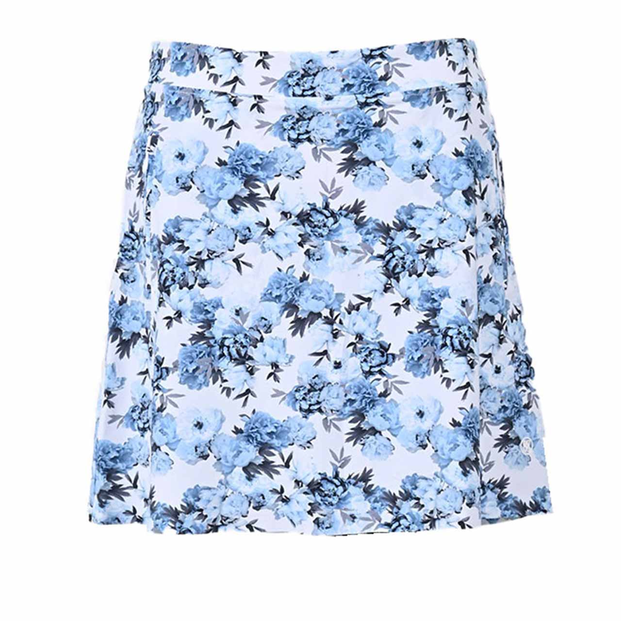 G/Fore Women's Photo Floral Silky Tech Nylon A-Line Skort: Snow