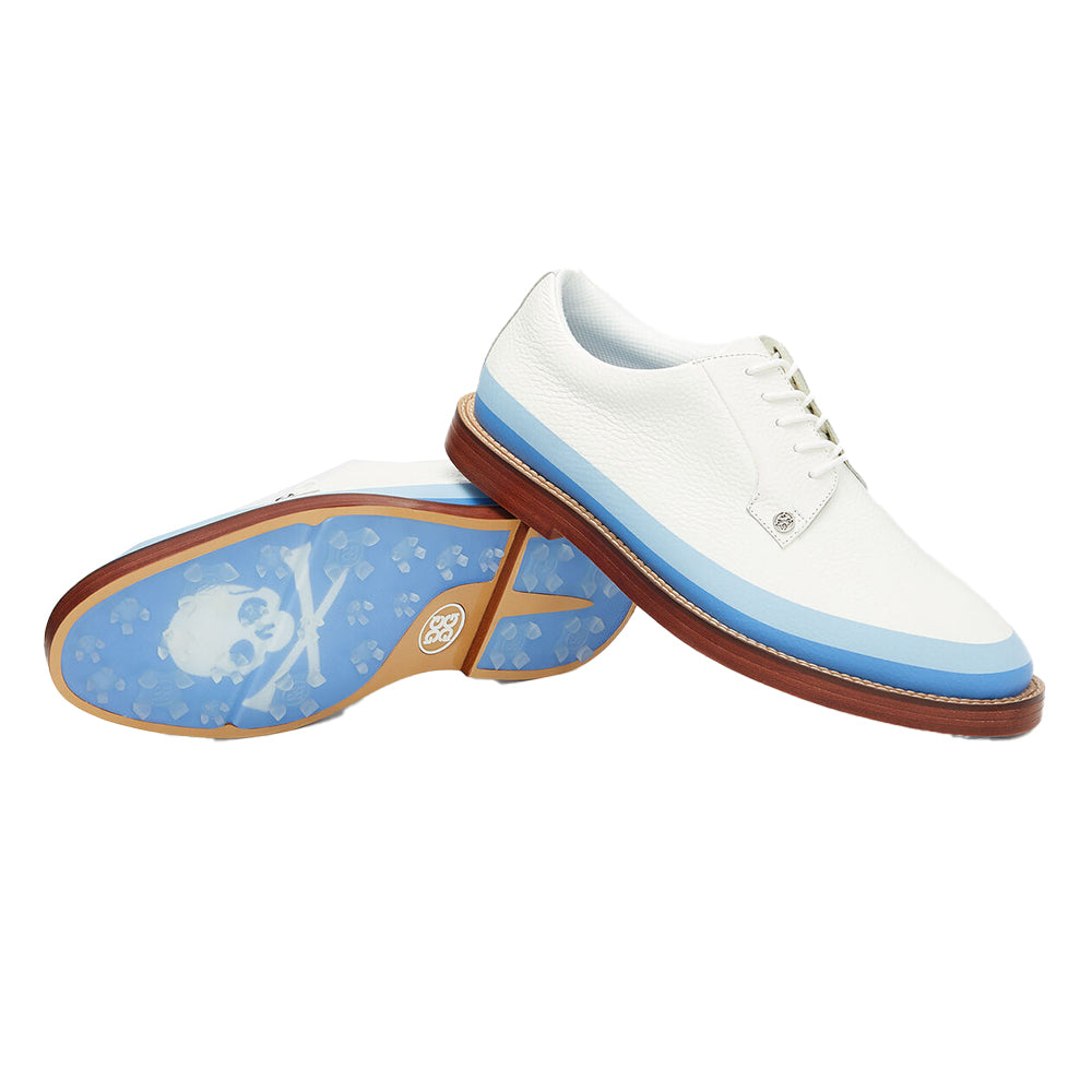 2024 G/Fore Men's Gallivanter Leather Luxe Sole Tuxedo Golf Shoes: Snow