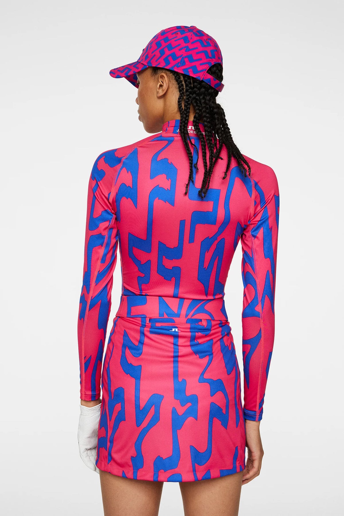 Brand New! J. Lindeberg Women's Asa Print Soft Compression Top: Glitch Bridge Pink