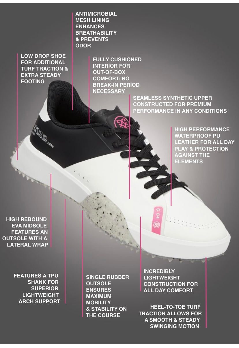 Brand New! G/Fore Women's G.112 P.U. Leather Kiltie Golf Shoes: Snow/Twilight
