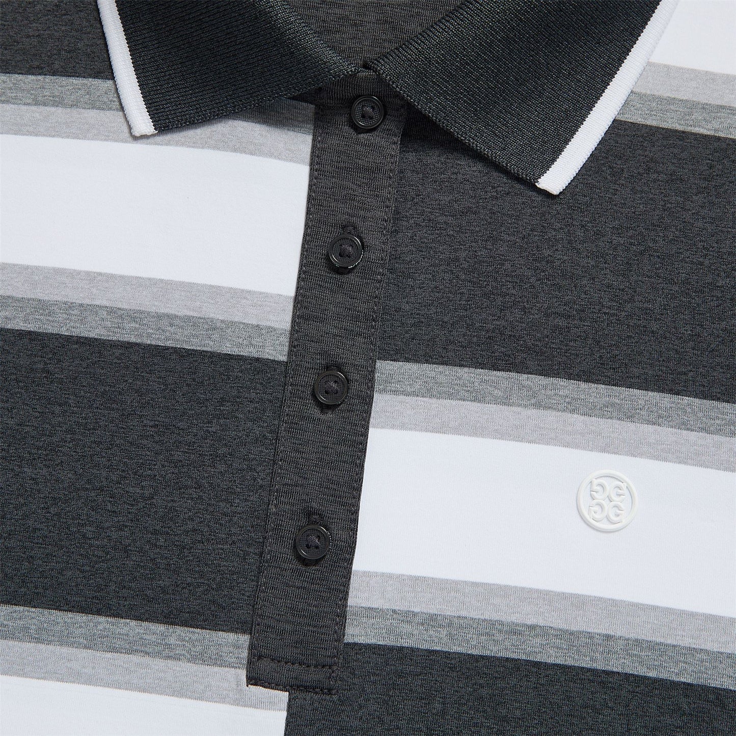 G/Fore Women's Offset Gradient Stripe Tech Golf Polo: Charcoal Grey Heather