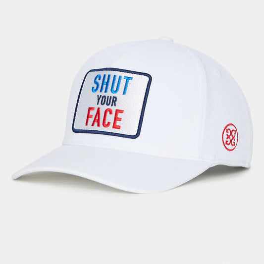 2023 G/Fore "Shut Your Face" Stretch Twill Snapback Hat - Snow
