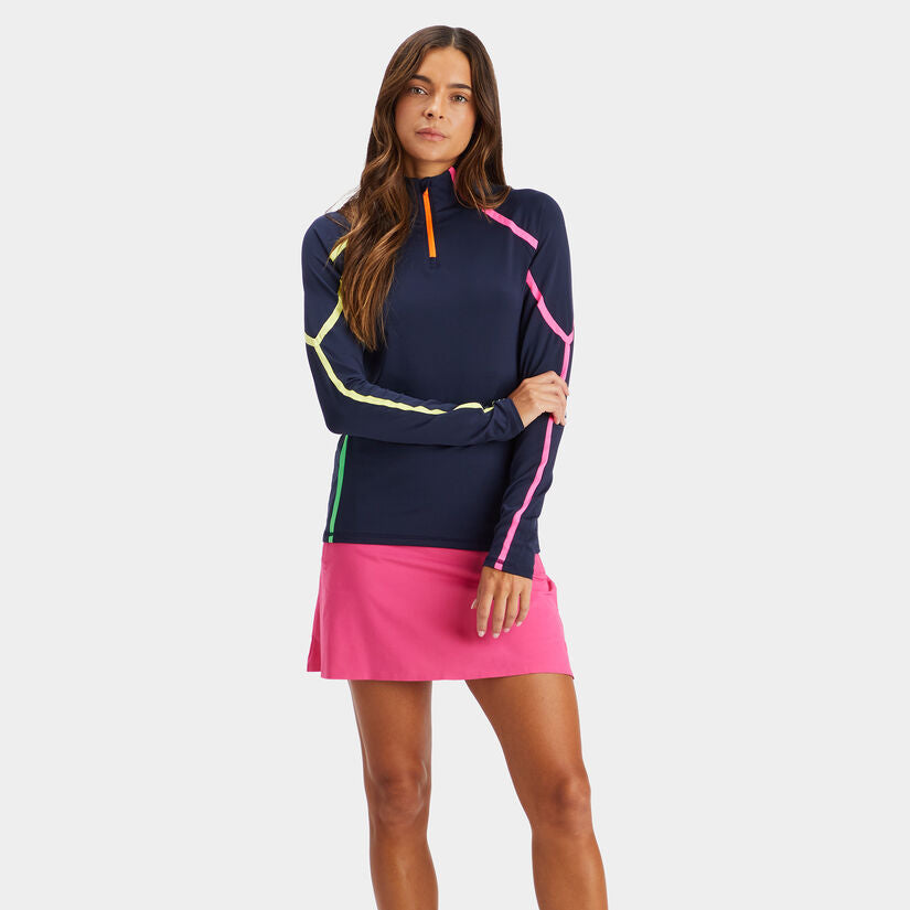 2023 G/Fore Women's Colour Block Tech Jersey Quarter Zip Pullover: Twilight