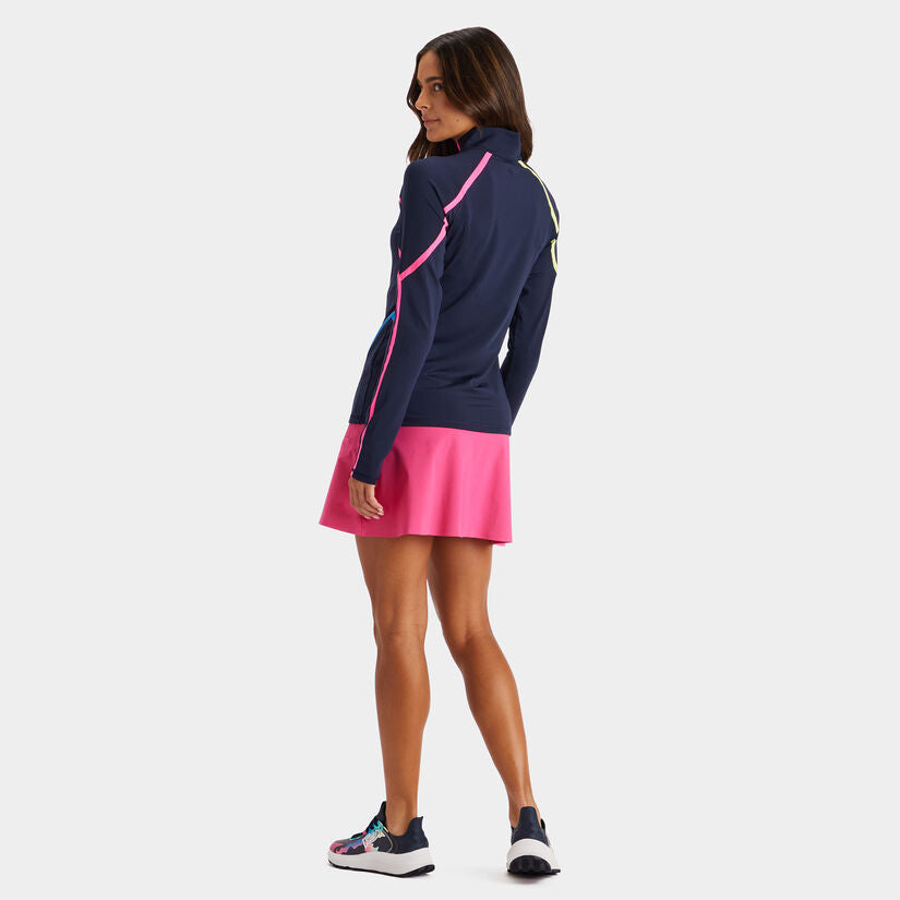 2023 G/Fore Women's Colour Block Tech Jersey Quarter Zip Pullover: Twilight