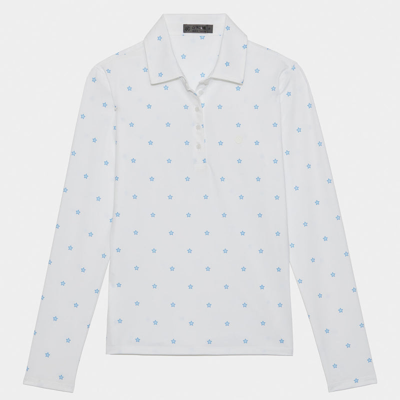 G/Fore Women's Stars Tech Jersey Long Sleeve Polo: Snow