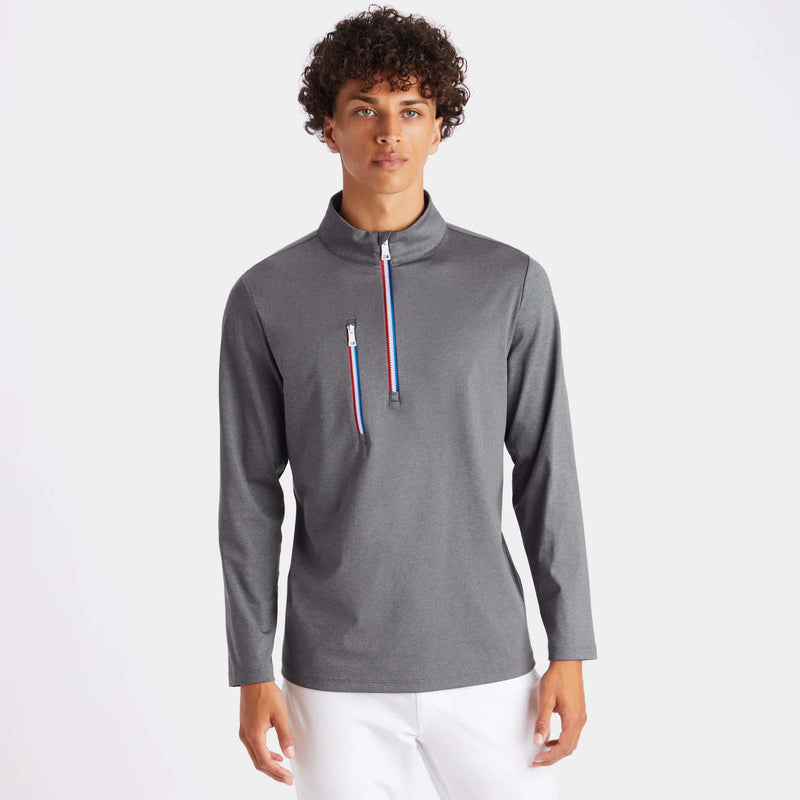 Brand New! G/Fore Men’s Daytona Mélange Tech Interlock Pullover: Charcoal Heather Grey