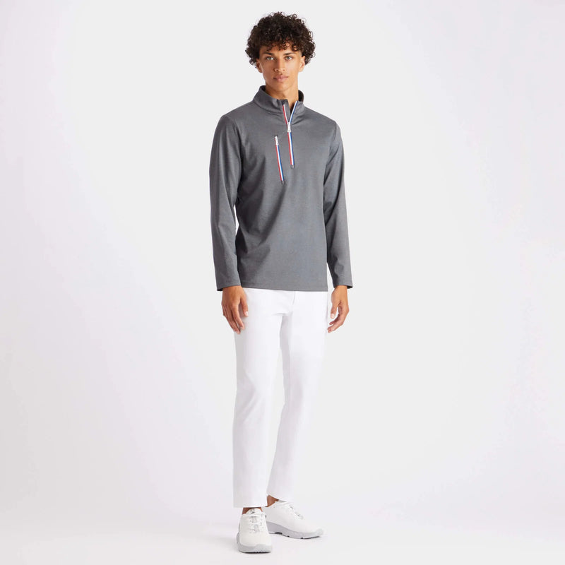 Brand New! G/Fore Men’s Daytona Mélange Tech Interlock Pullover: Charcoal Heather Grey