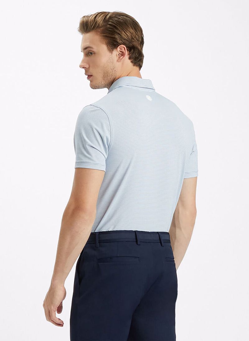 G/Fore Men's Feeder Stripe Tech Jersey Golf Polo: Fjord