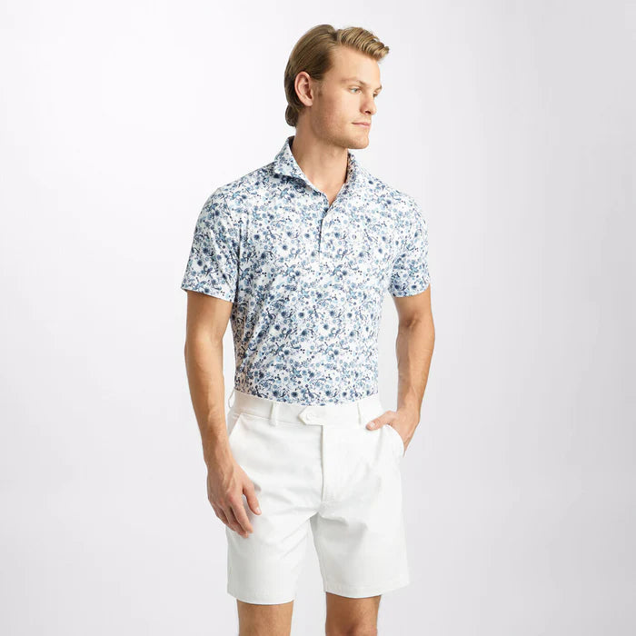 G/Fore Men's Botanic Garden Tech Jersey Modern Spread Collar Polo: Ink