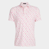 G/Fore Men's Mapped Icon Camo Tech Jersey Modern Spread Collar Polo: Petal