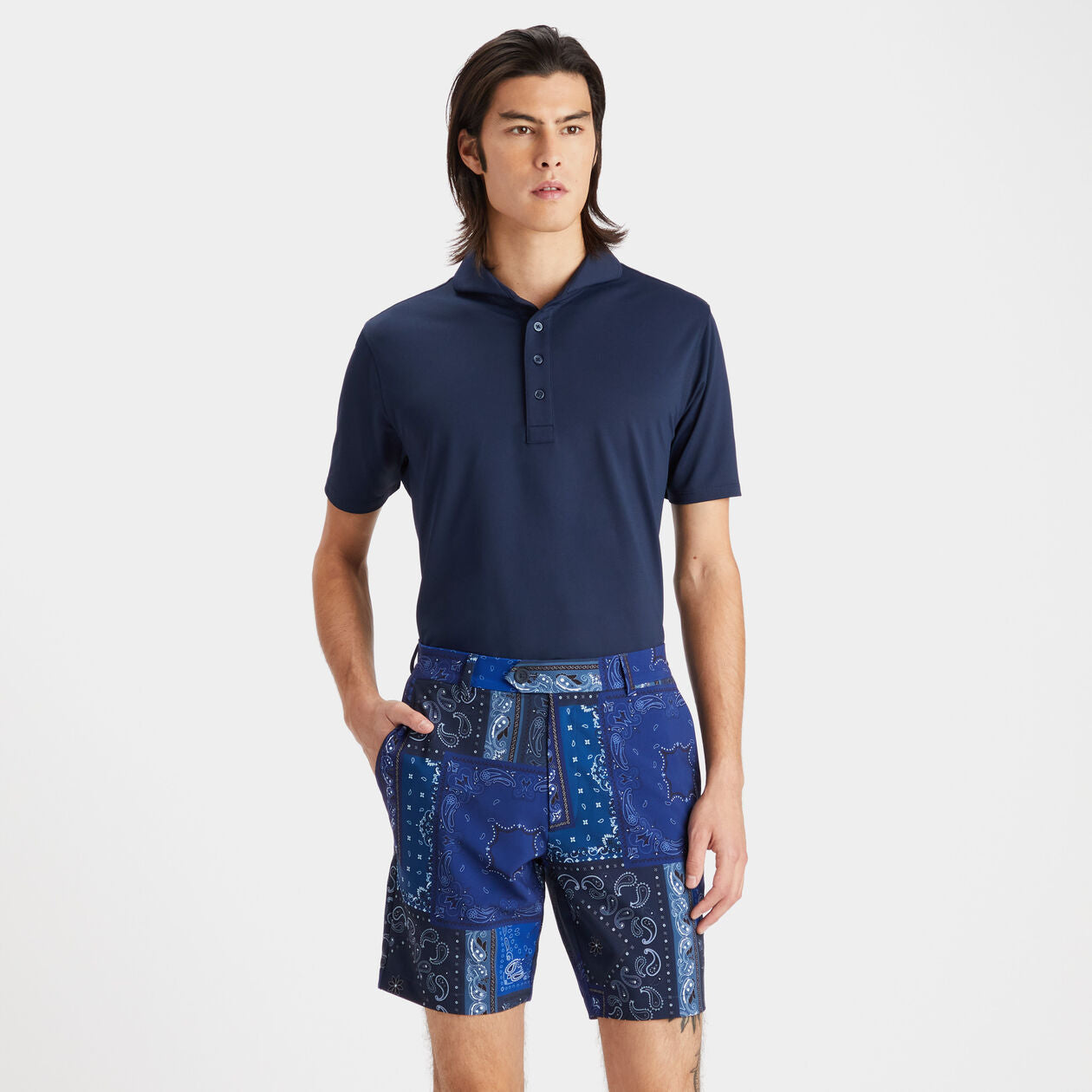 Brand New! G/Fore Men's Bandana Print Maverick 4-Way Stretch Short: Twilight