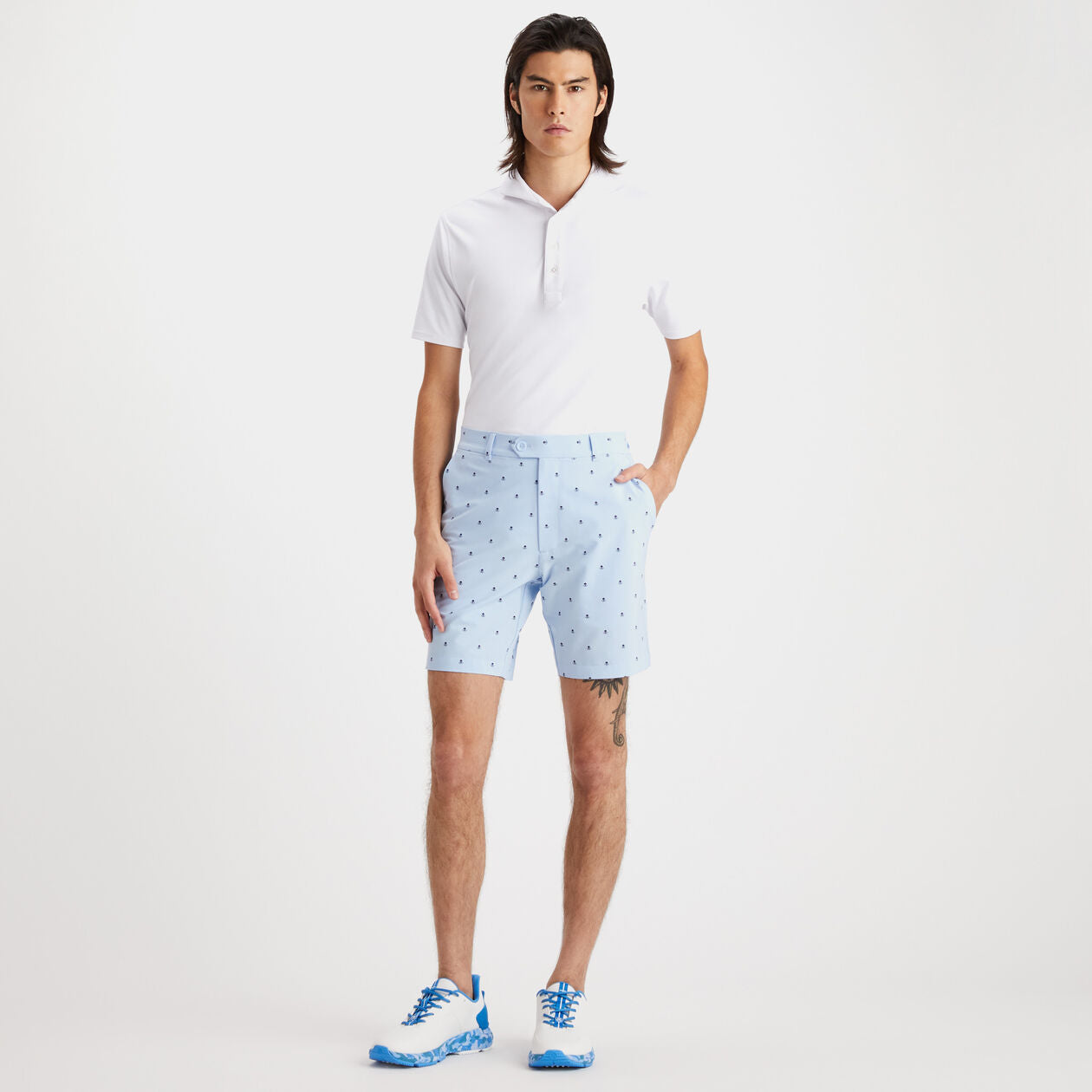 Brand New! G/Fore Men's Skull & T's Maverick 4-Way Stretch Short: Sky