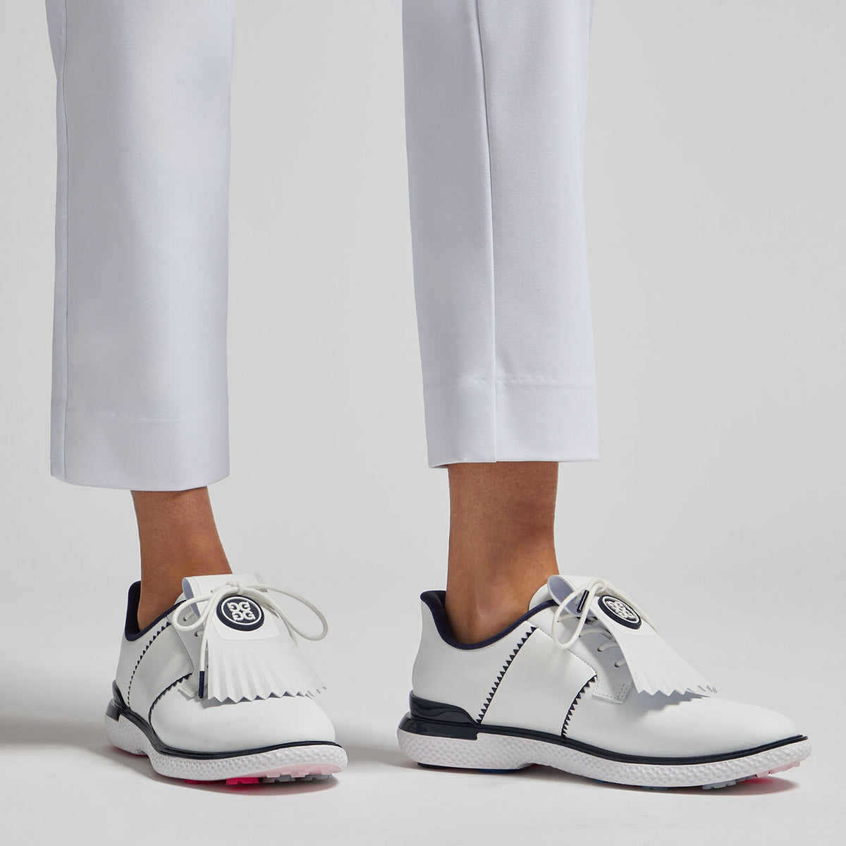 Brand New! G/Fore Women's Gallivan2r Side Stripe Kiltie Golf Shoes: Snow/Twilight