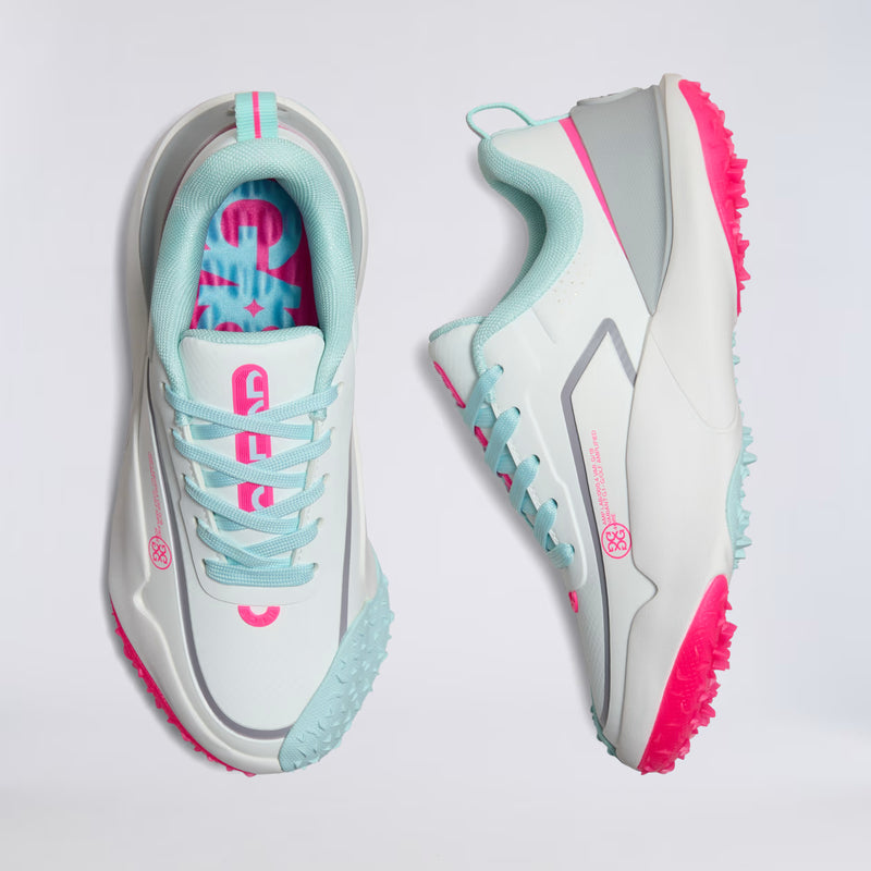 Nouveau ! Chaussures de golf G/FORE édition limitée G/18 pour femme – Snow/Knockout Pink
