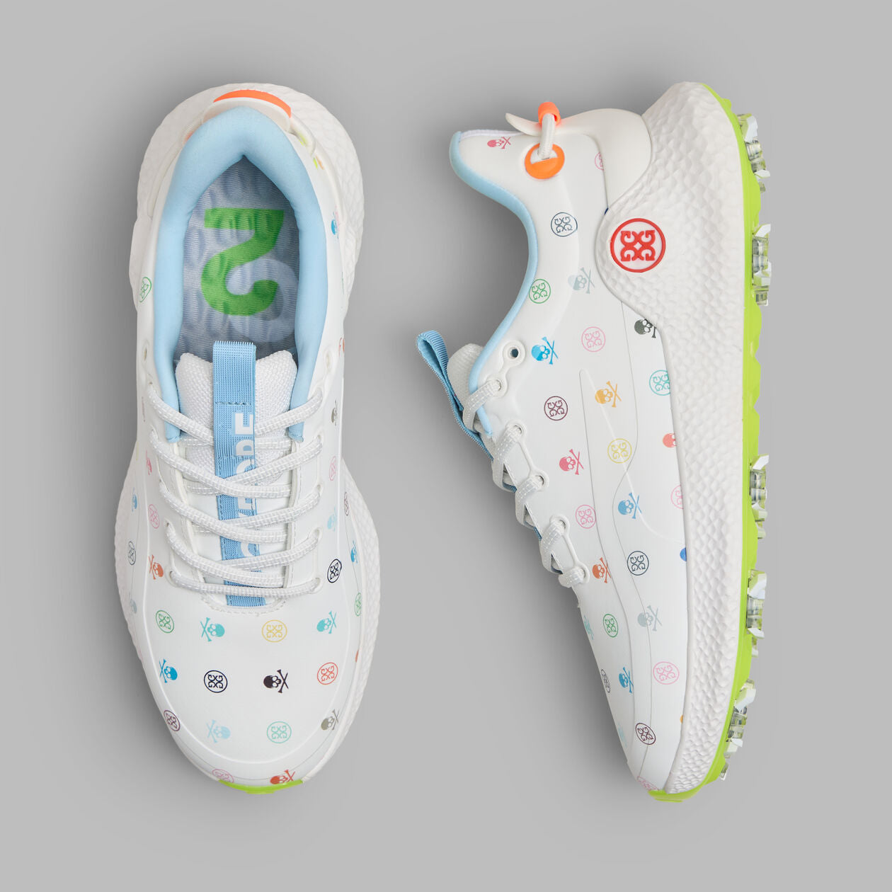 2025 G/Fore Women's MG4+ O2 G/Lock Skull & Tees Golf Shoes: Snow/Multi