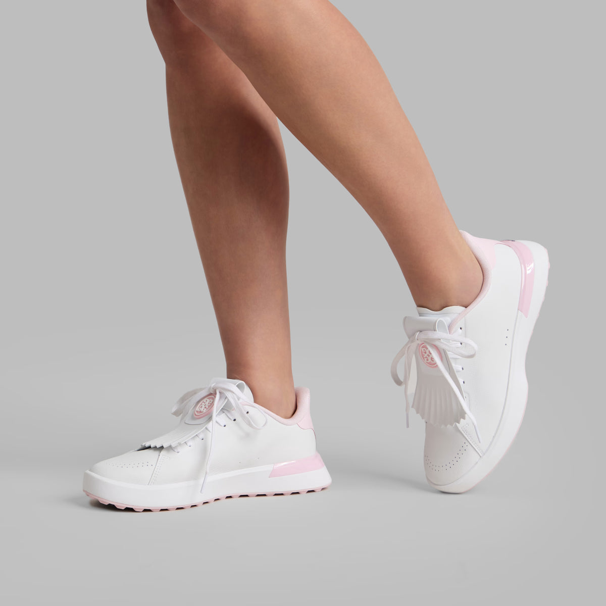 2026 G/Fore Women's Ltd Release G.112 Perforated Kiltie Golf Shoes: Snow/Blush