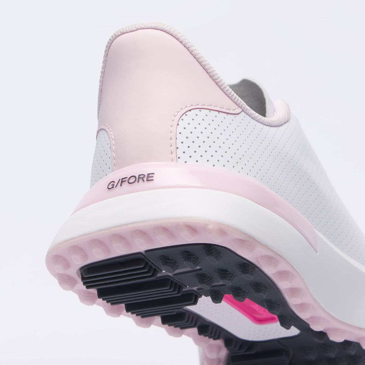 Zapatillas de golf G.112 Kiltie perforadas de edición limitada para mujer G/Fore 2026: blanco nieve/rosa rubor