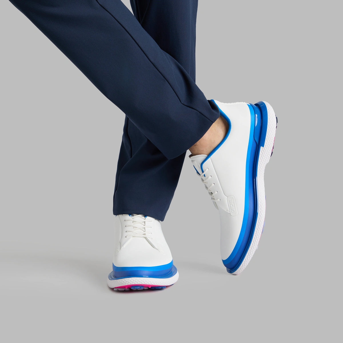 Brand New! G/Fore Men's Gallivan2r Tuxedo Stripe Golf Shoes: Snow/Lisbon
