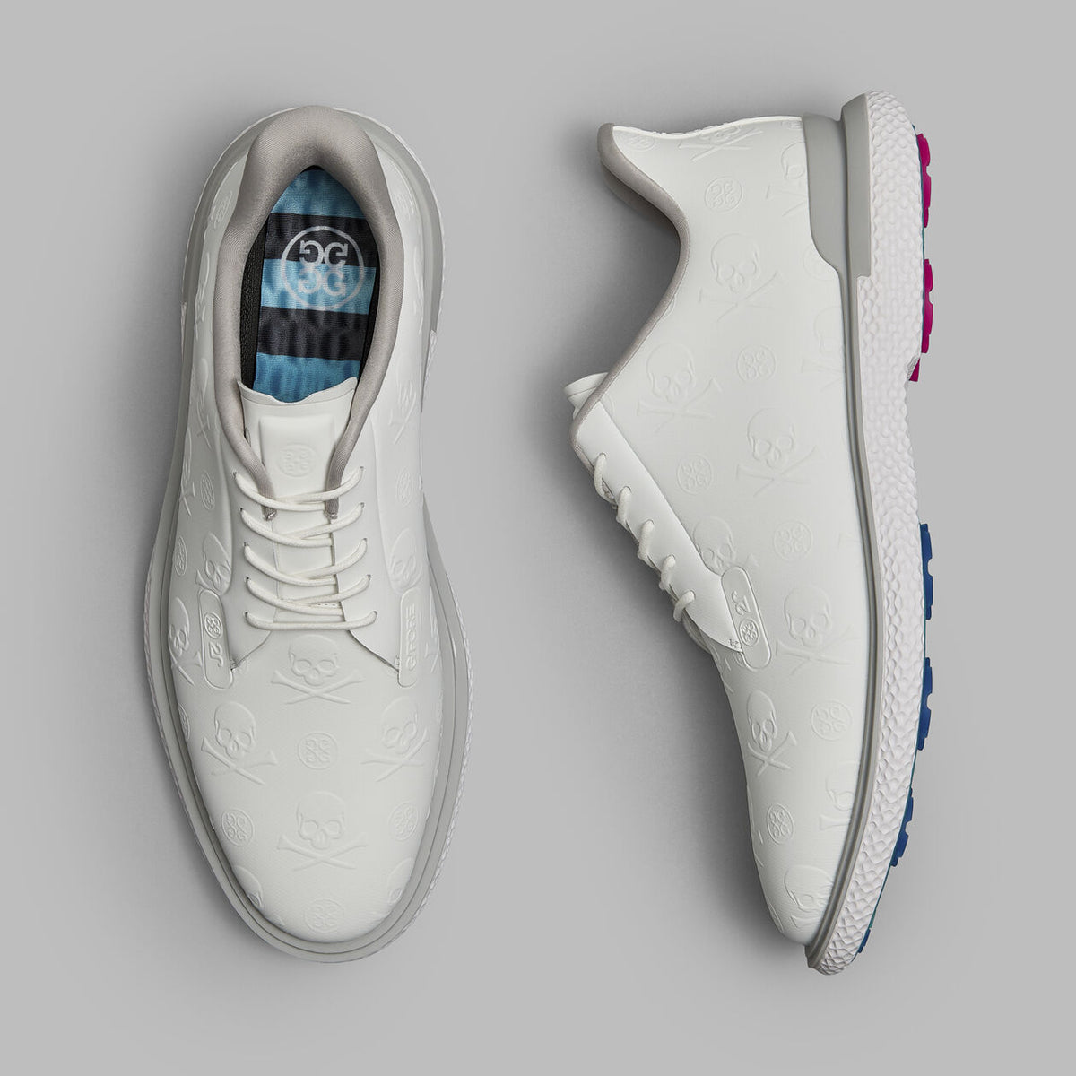 Brand New! G/Fore Men's Gallivan2r Embossed Skull & Tees Golf Shoes: Snow/Nimbus