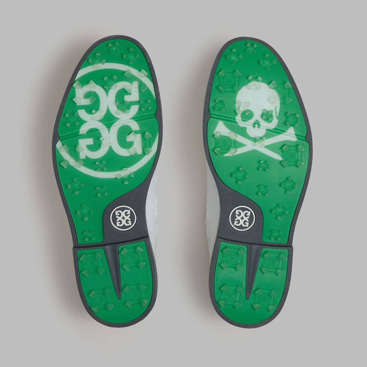 2025 G/Fore Men's Gallivanter Embossed Skull & Tees Leather Golf Shoes: Snow/Charcoal