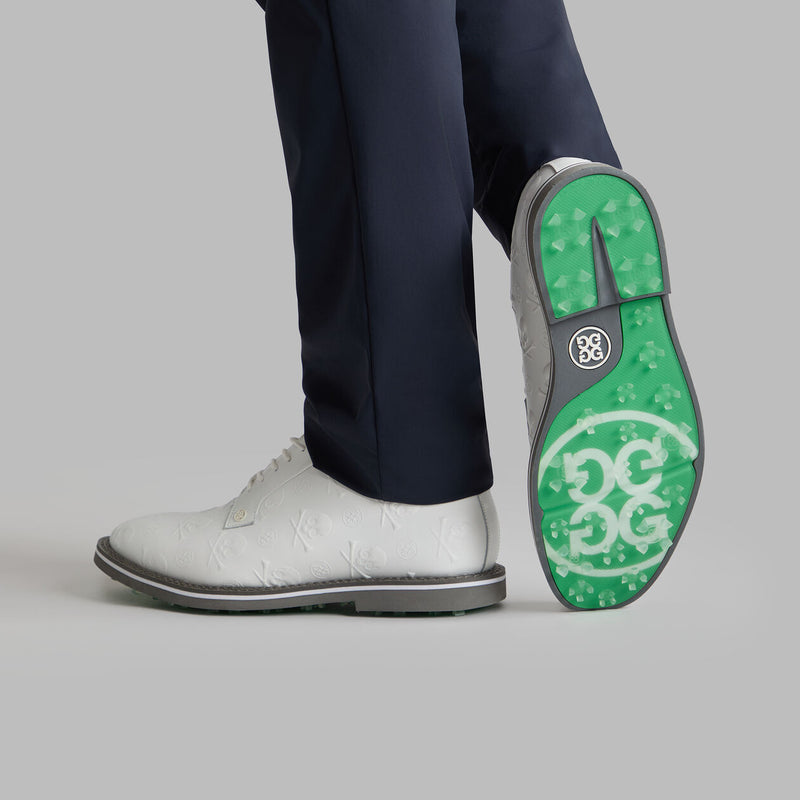 Brand New! G/Fore Men's Gallivanter Embossed Skull & Tees Leather Golf Shoes: Snow/Charcoal