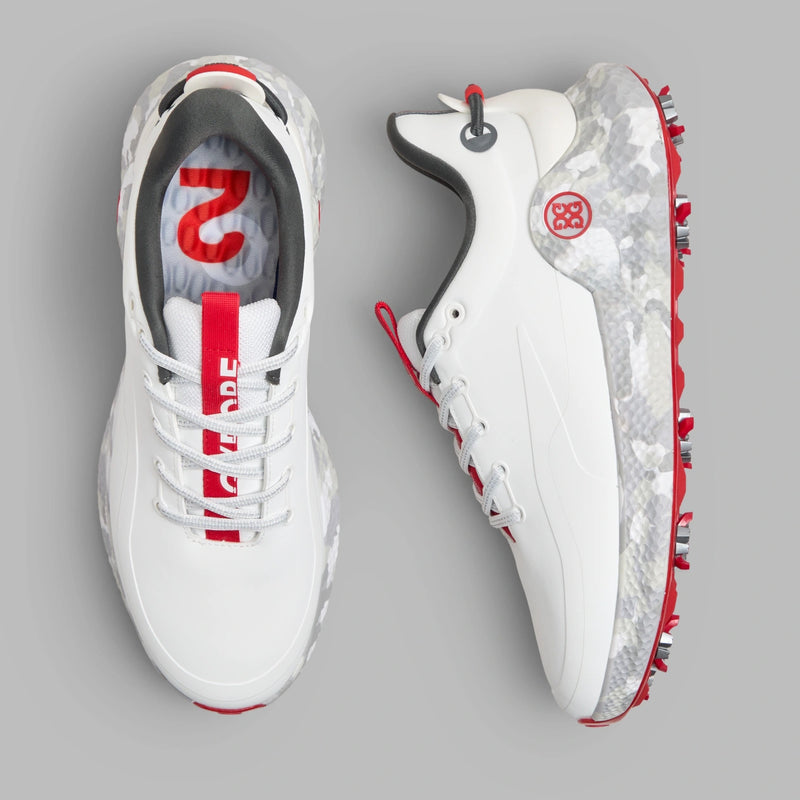 2026 G/Fore Men's MG4+ O2 G/Lock Camo Mid Sole Golf Shoes: Snow/Charcoal