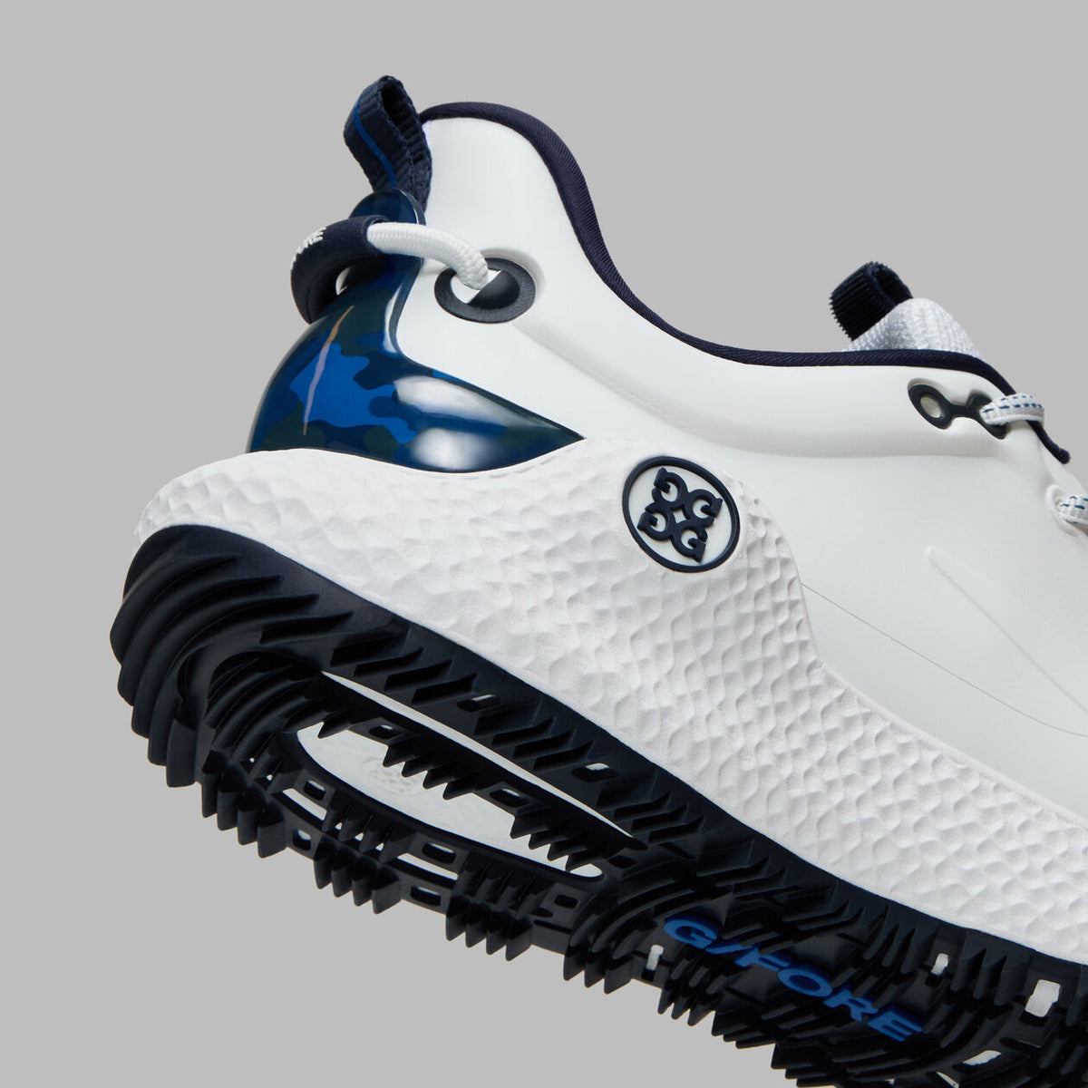 Brand New! G/Fore Men's MG4+ O2 Camo Accent Golf Shoes: Snow/Twilight (Wide Fit)