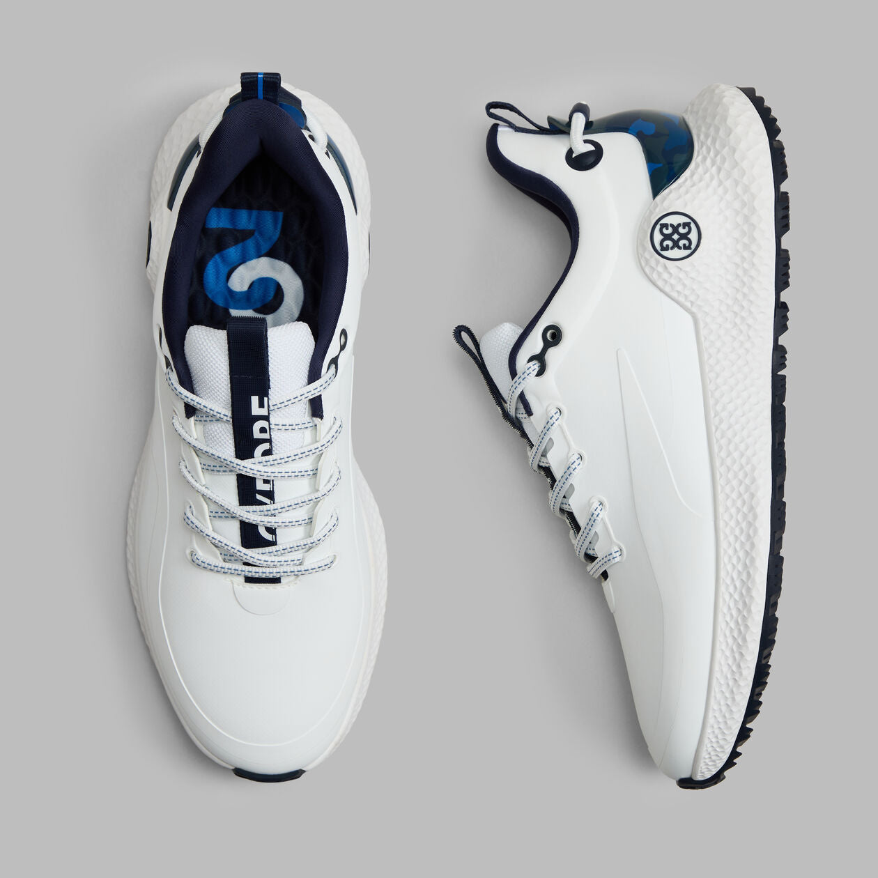 Brand New! G/Fore Men's MG4+ O2 Camo Accent Golf Shoes: Snow/Twilight (Wide Fit)