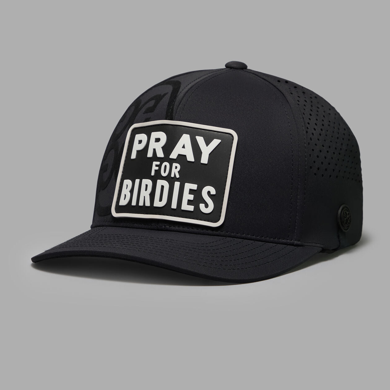 Brand New! G/Fore "PRAY FOR BIRDIES" Patch Perforated Delta Golf Hat: Onyx