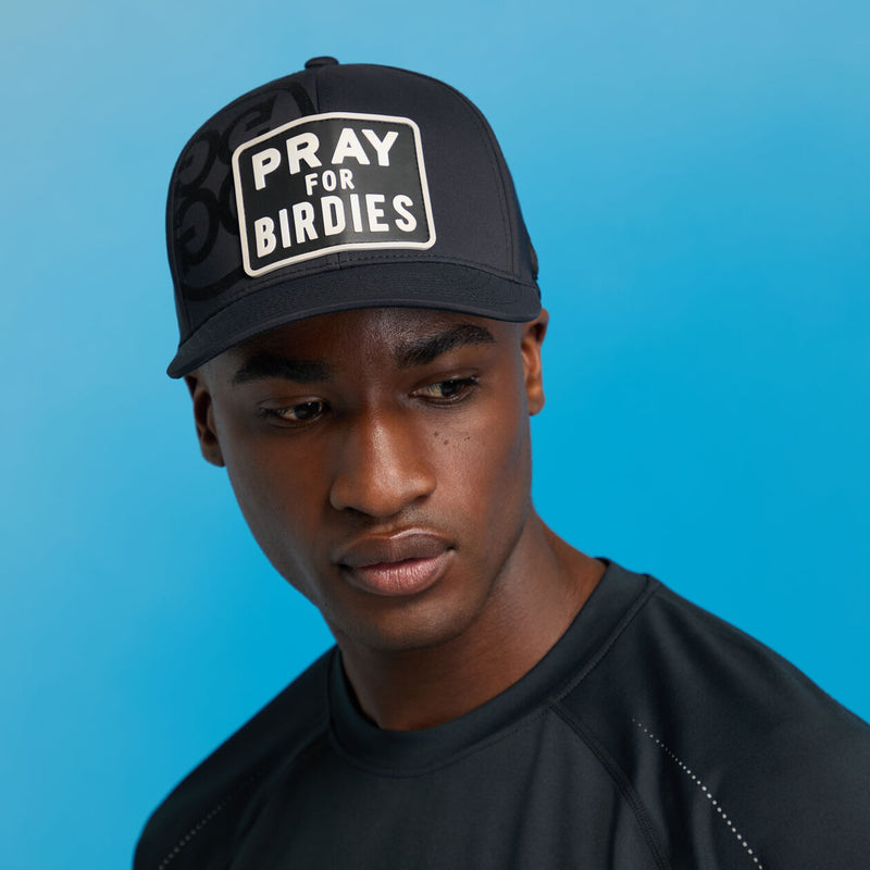 Brand New! G/Fore "PRAY FOR BIRDIES" Patch Perforated Delta Golf Hat: Onyx