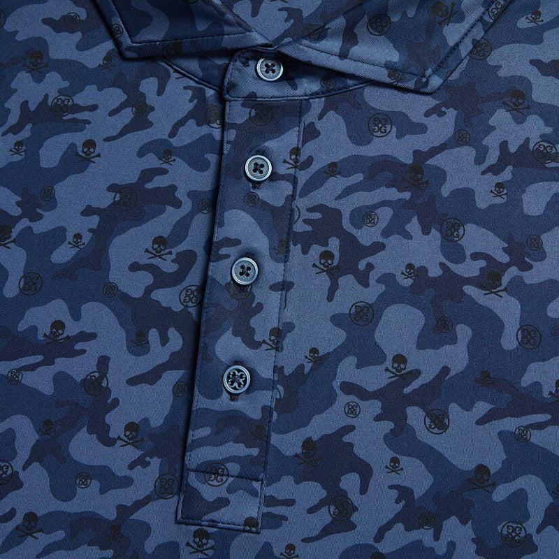 Brand New! G/Fore Men's Mapped Icon Camo Tech Jersey Modern Spread Collar Polo: Twilight