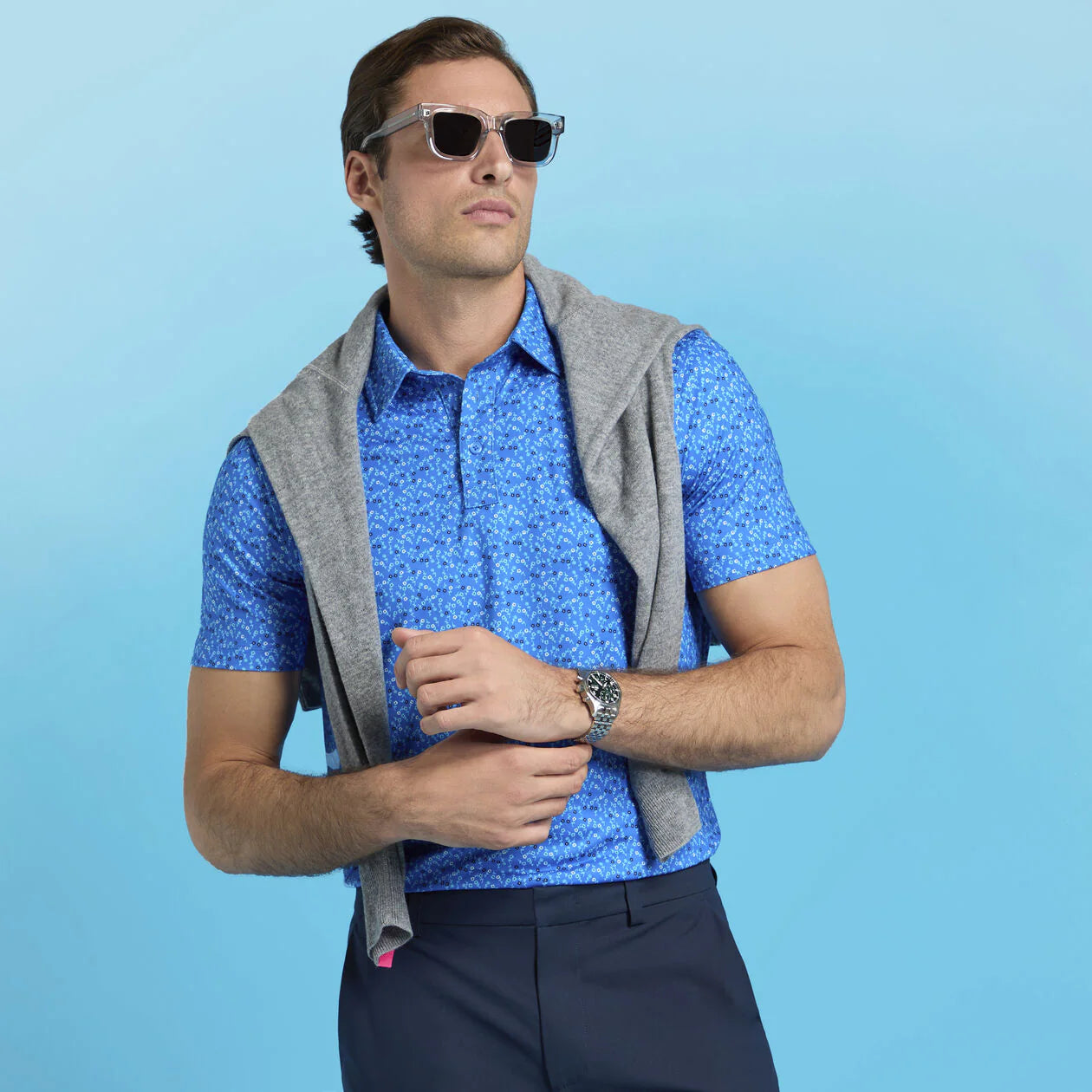 G/Fore Men's Aye Poppy Tech Jersey Polo: Lisbon