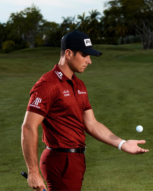 Brand New! J.Lindegerg Tour Tech Reg Fit Print Polo: House of JL Red
