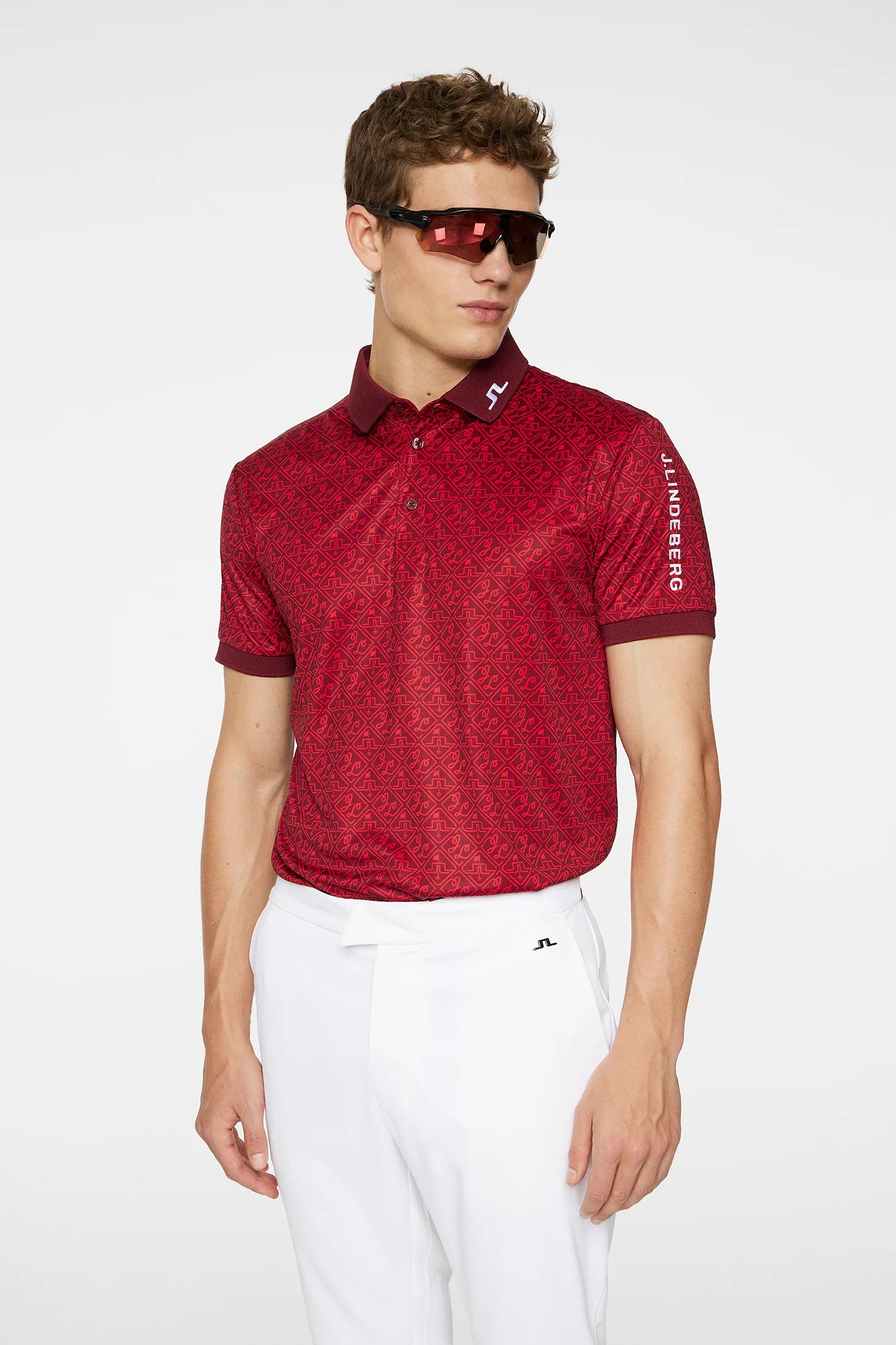 Brand New! J.Lindegerg Tour Tech Reg Fit Print Polo: House of JL Red