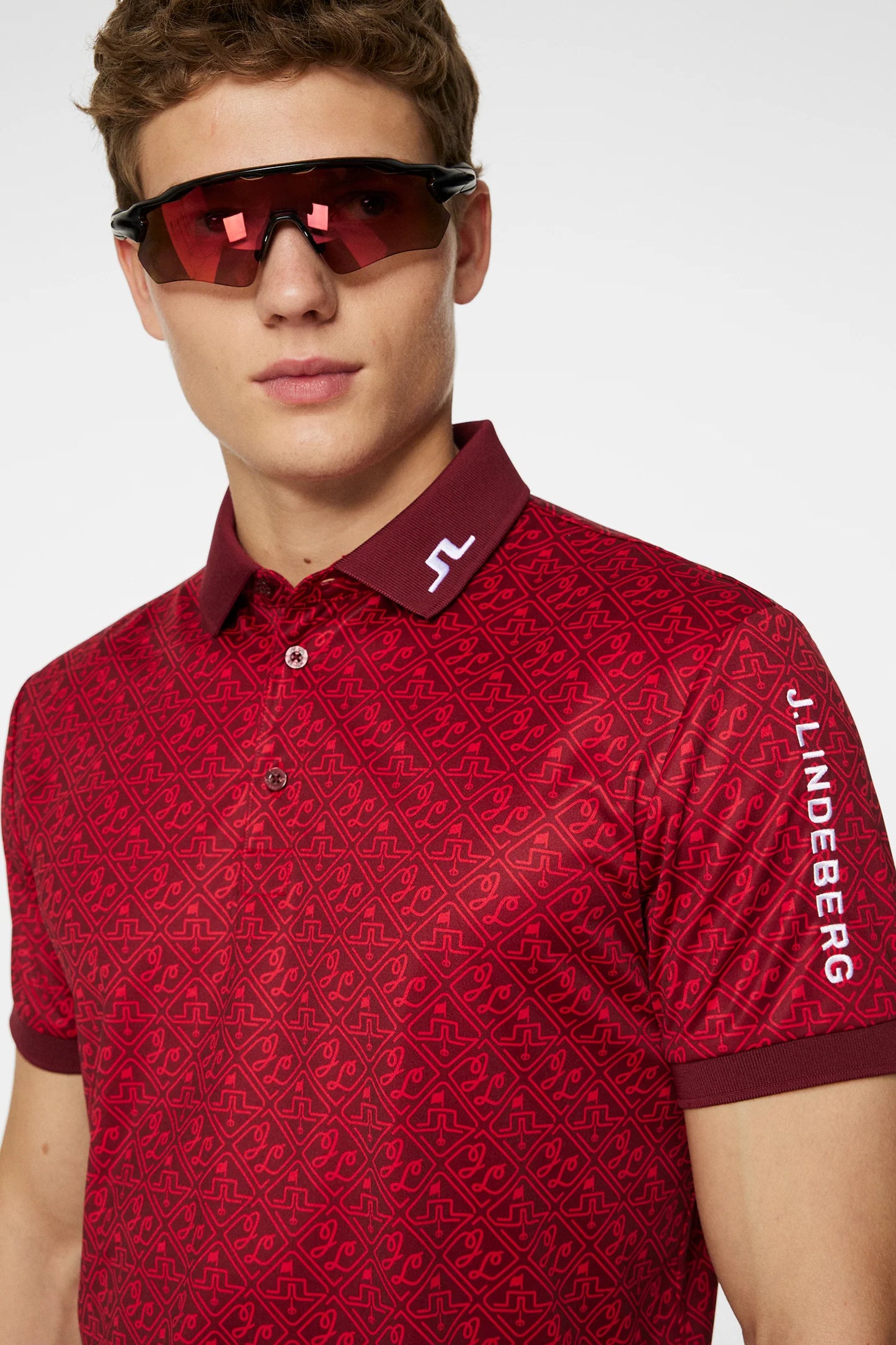 Brand New! J.Lindegerg Tour Tech Reg Fit Print Polo: House of JL Red