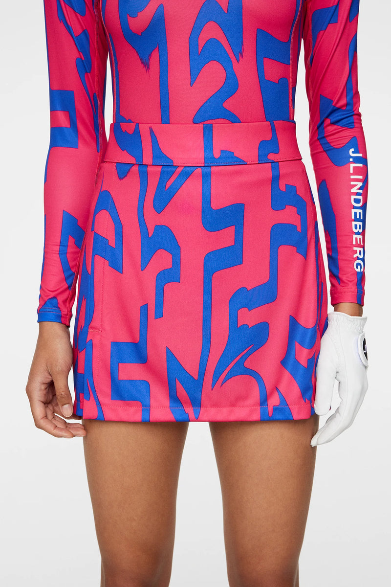 Brand New! J Lidegerg Women's Amelie Mid Print Skirt: Glitch Bridge Pink