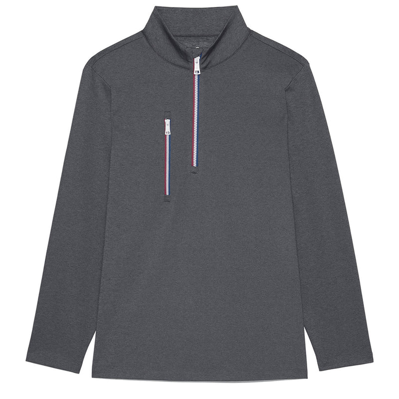 Brand New! G/Fore Men’s Daytona Mélange Tech Interlock Pullover: Charcoal Heather Grey