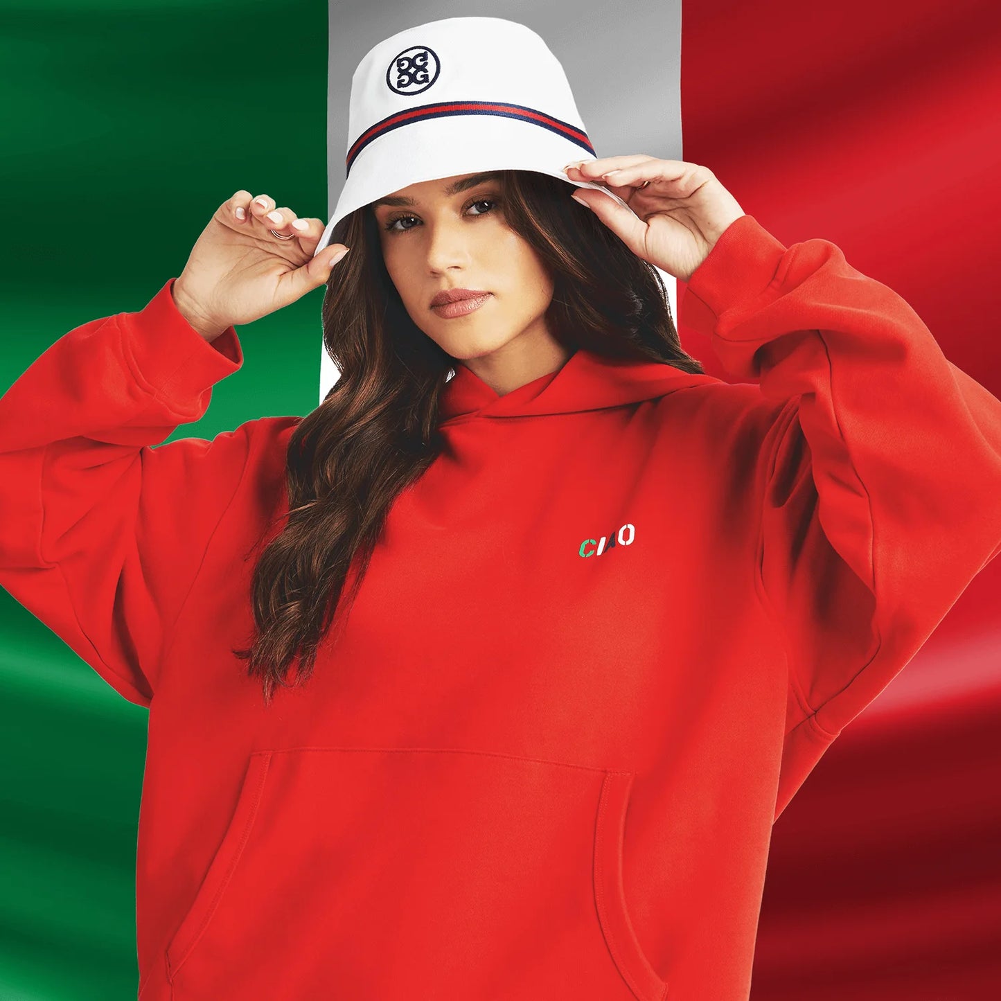 G/Fore Ltdt Ed RYDER CUP ROME 23 Unisex Oversized French Terry Hoodie: Rossa