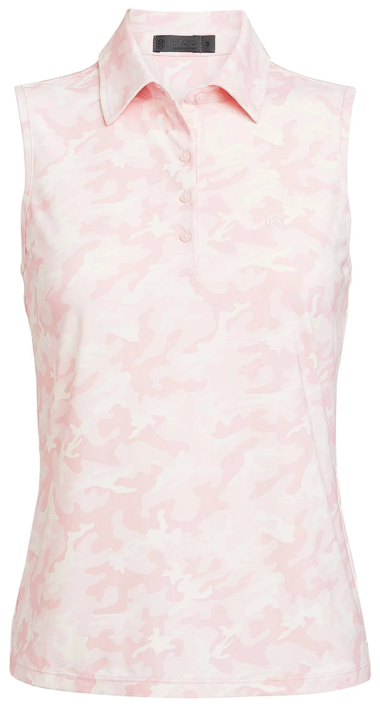 G/Fore Women's Camo Silky Tech Nylon Sleeveless Golf Polo: Cameo
