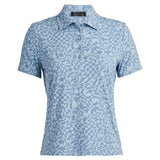 G/Fore Women's Distorted Check Silky Tech Nylon Golf Polo: Fjord