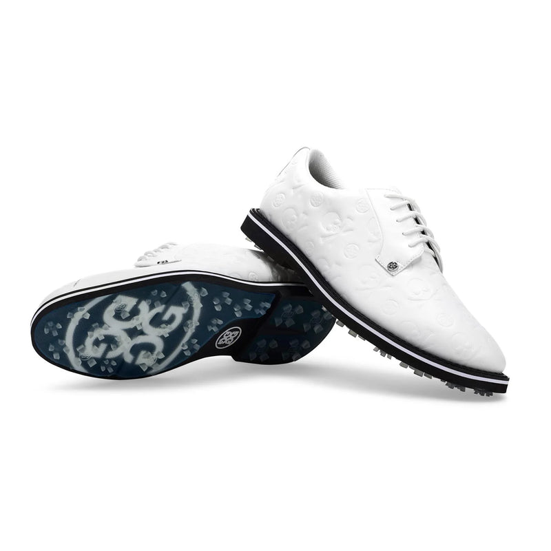 G/Fore Men's Gallivanter Debossed Skull & Tees Leather Golf Shoes: Snow/Onyx