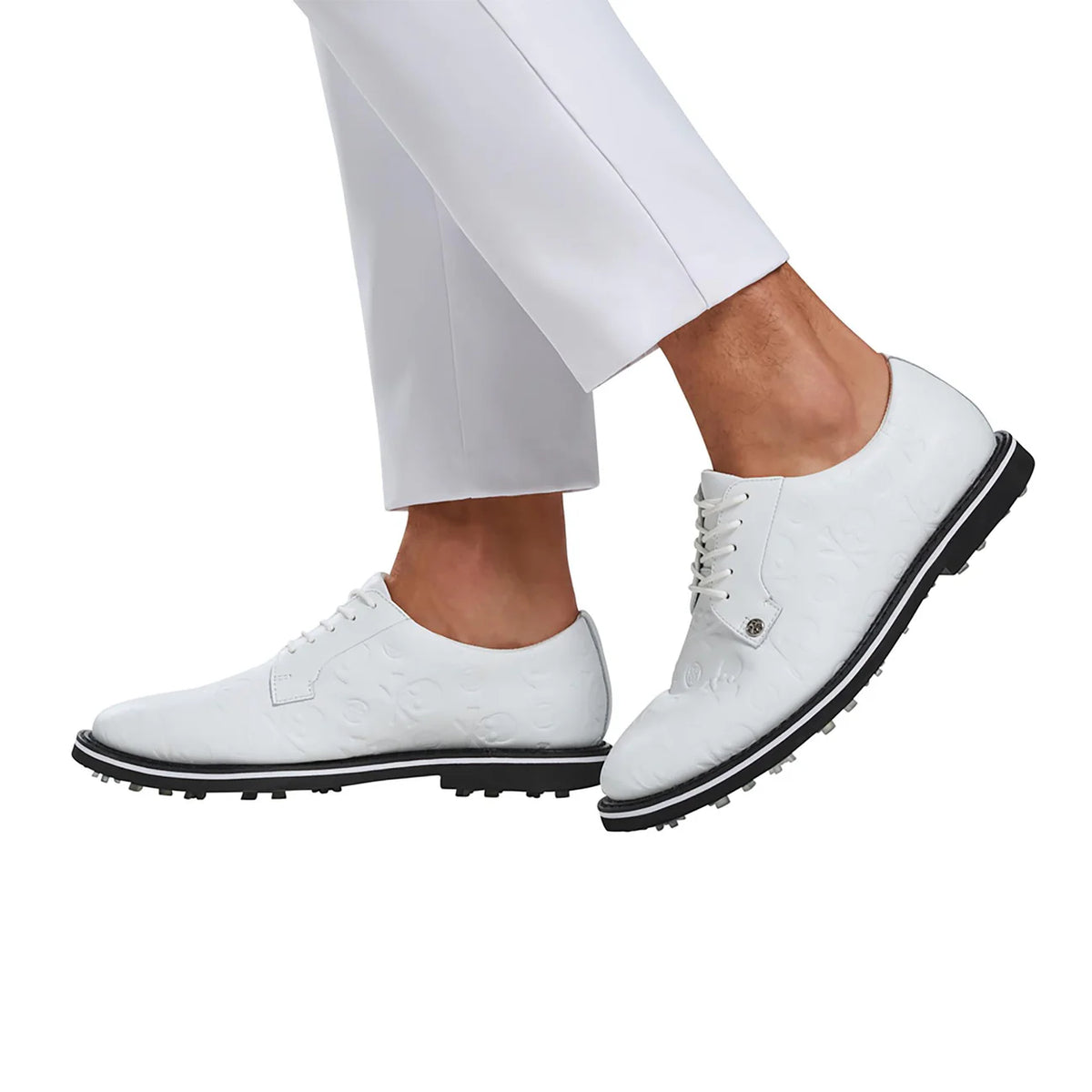 G/Fore Men's Gallivanter Debossed Skull & Tees Leather Golf Shoes: Snow/Onyx