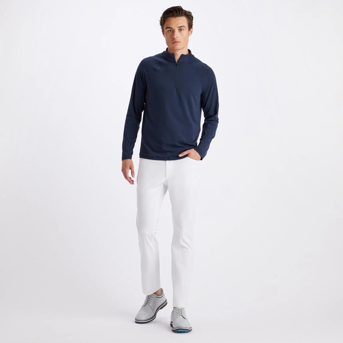 Brand New! G/Fore Men's Mélange Luxe Quarter Zip Mid Layer: Twilight