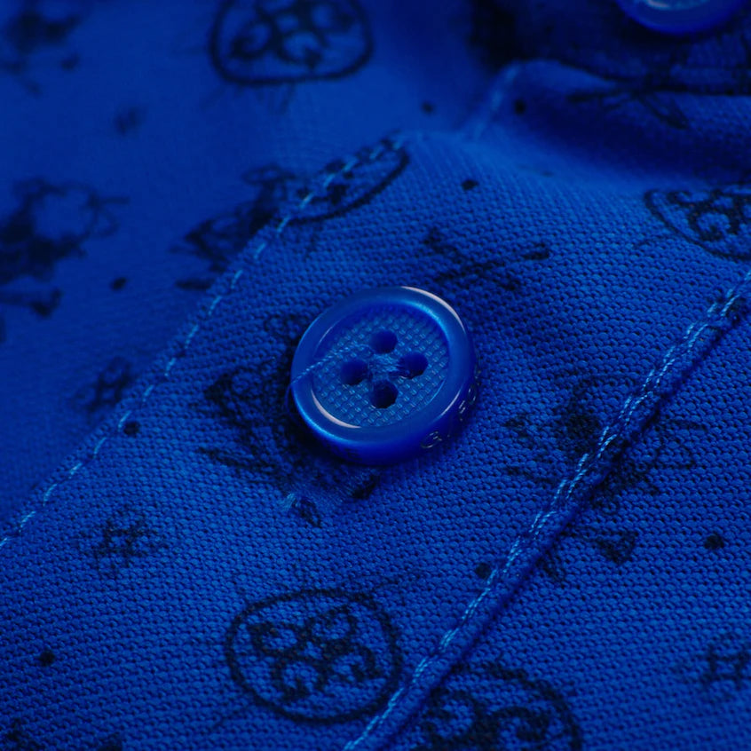 Brand new! G/Fore Men's Mini Circle G & Skull Button Down Polo: Ultramarine