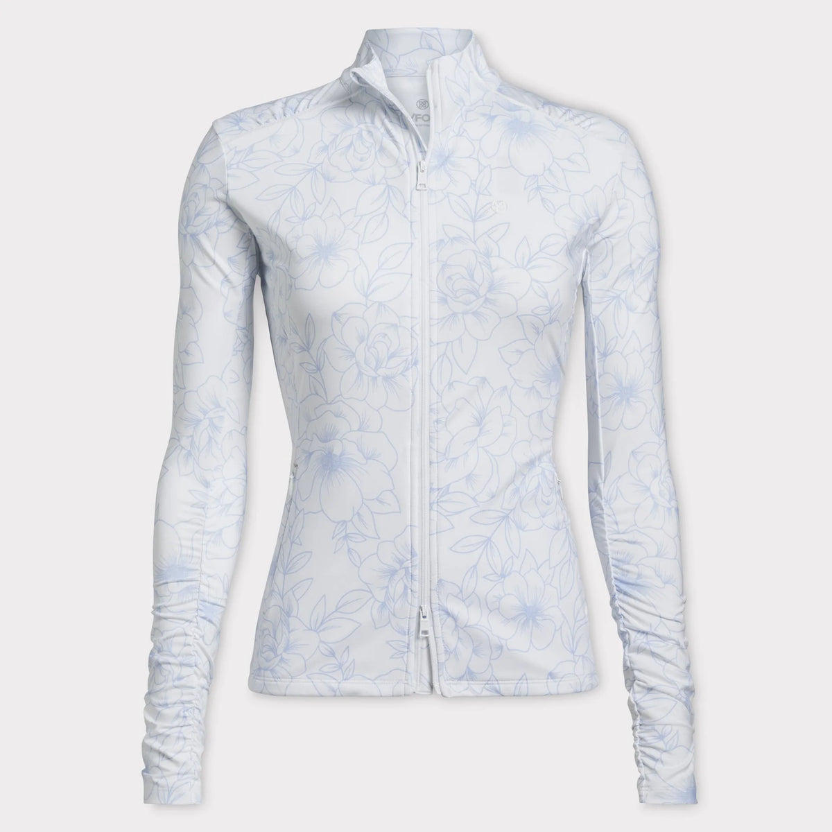 Brand New! G/Fore Outline Floral Cozy Jersey Full Zip Mid Layer: Snow