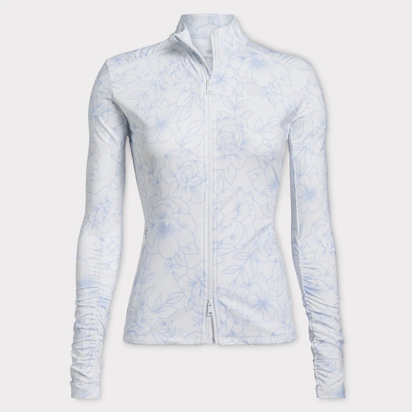 Brand New! G/Fore Outline Floral Cozy Jersey Full Zip Mid Layer: Snow