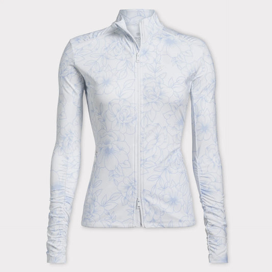 Brand New! G/Fore Outline Floral Cozy Jersey Full Zip Mid Layer: Snow